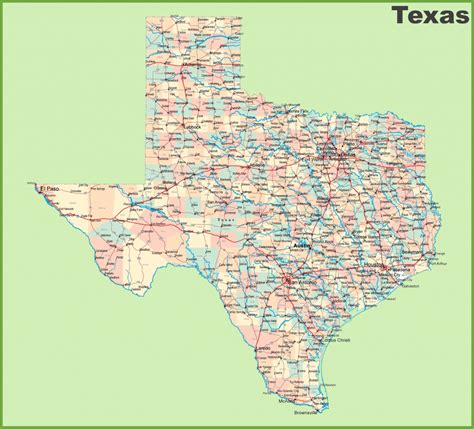 MAP Texas Cities and Towns Map